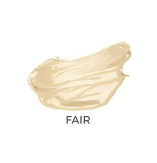 A swatch of creamy makeup in a warm light beige shade, labeled 'FAIR' underneath, on a plain white background.