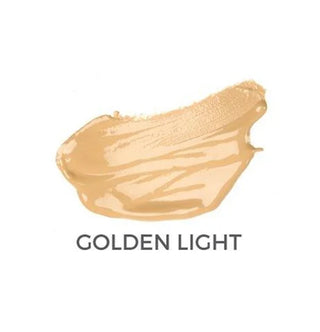 A textured swatch of liquid foundation in the shade Golden Light, shown as a thick beige smear on a plain white background with the shade name printed below in dark gray text.